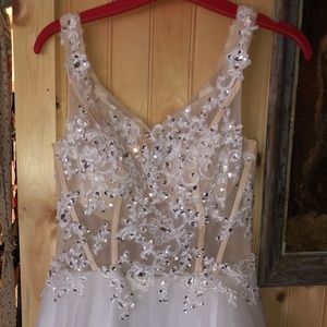 White mesh prom dress